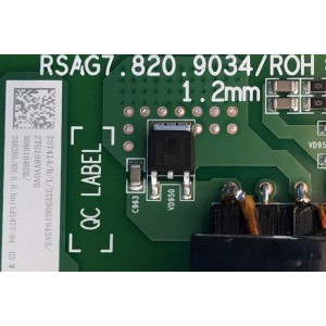 MAIN FUENTE PARA SMART TV HISENSE 4K (2160p) CON LED UHD / NUMERO DE PARTE 257414 / RSAG7.820.9034/ROH / ZTG19BVV0VG / 3TE50G1943V5 / MODELO 50R6E1 50A6104EUR
